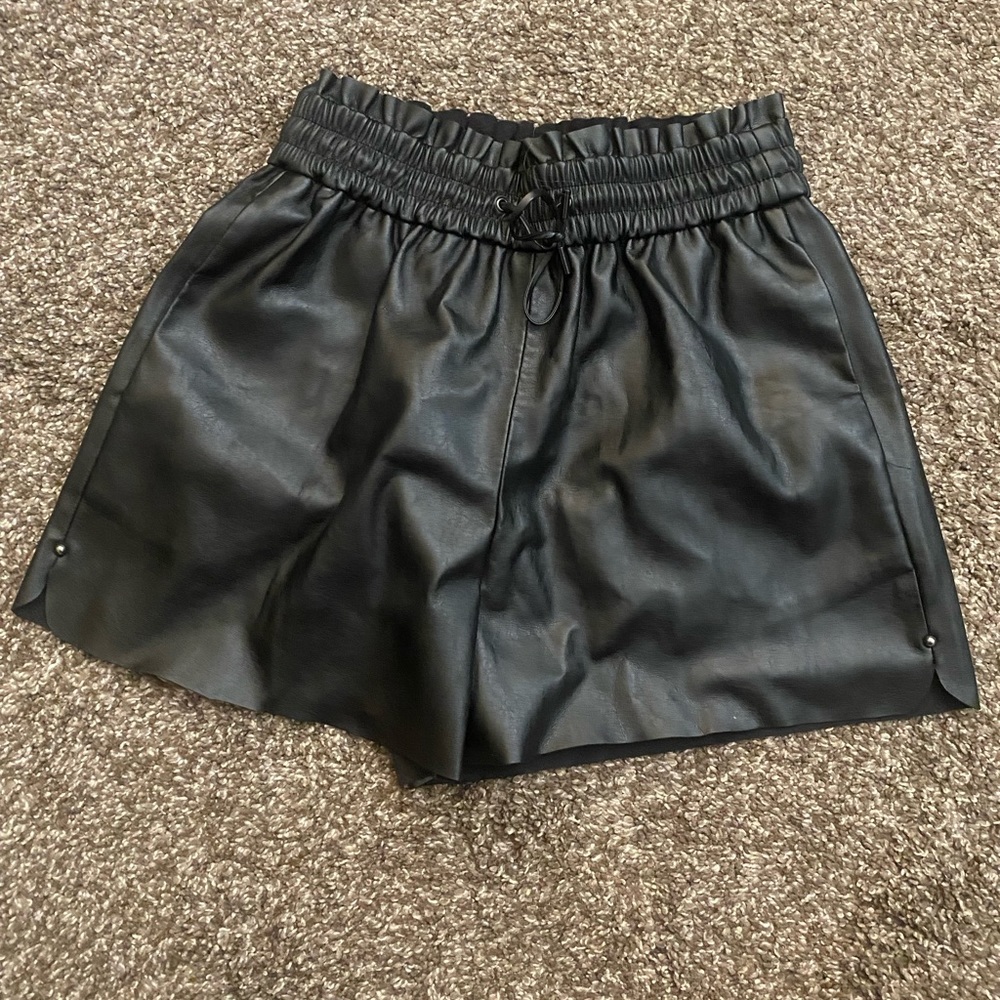Leather paper bag shorts